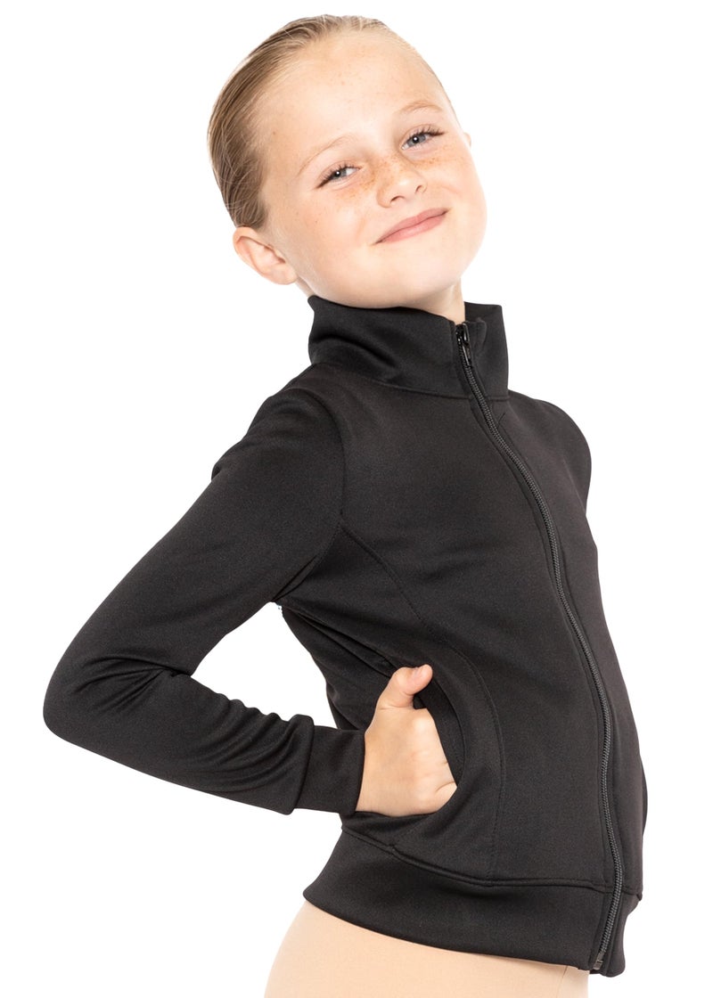 STRETCH IS COMFORT جاكيت رياضي دافئ للفتيات بتقنية التمدد باللون الأسود صغير - Image 2